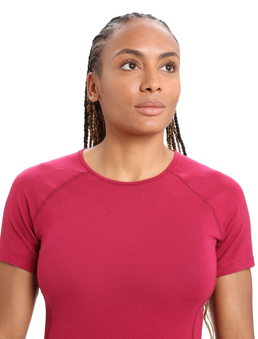 Cherry Women's Icebreaker BodyfitZone™ Merino 150 Zone Short Sleeve Crewe Thermal Top Base Layers | USA 1889FDNM